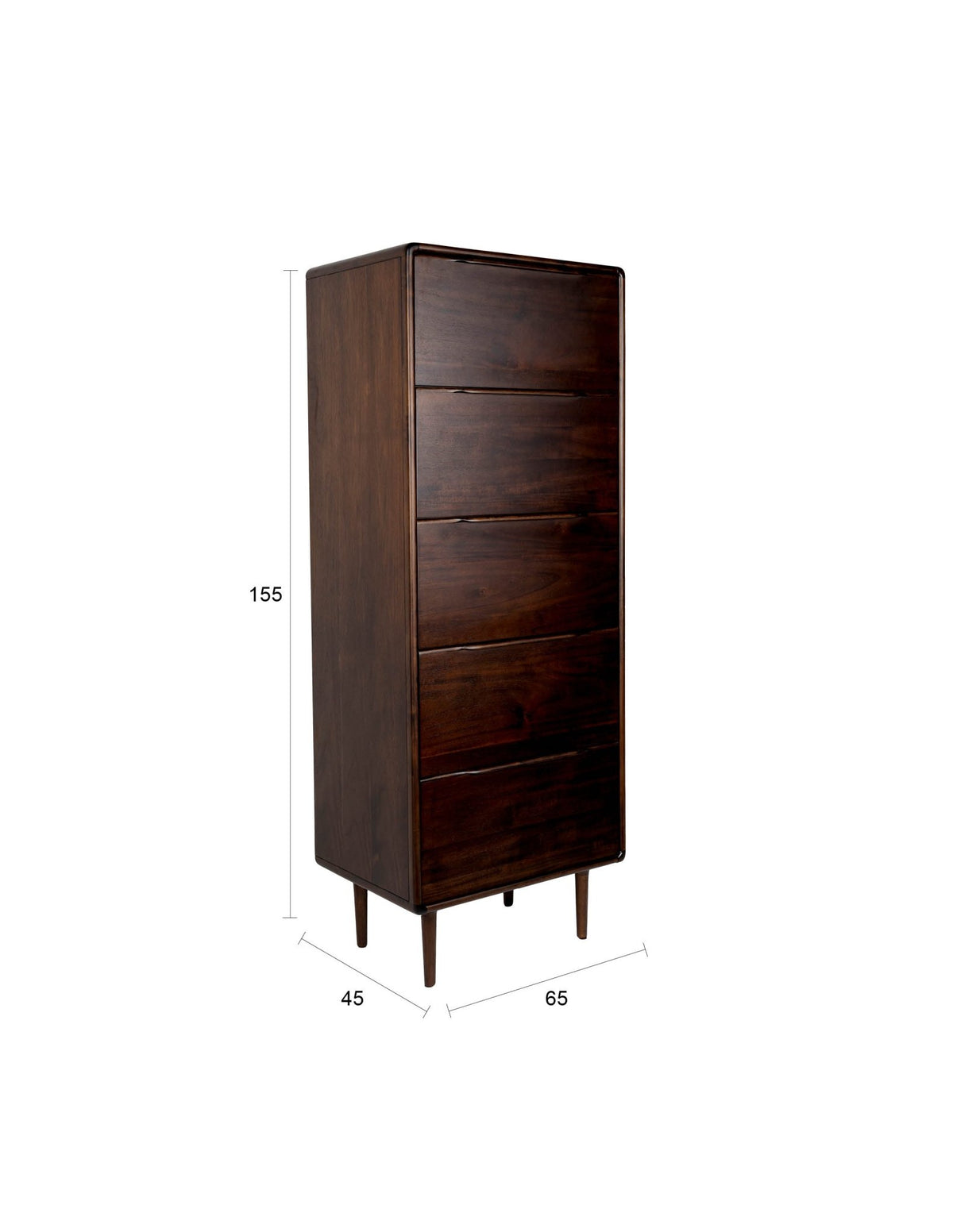 Armoire rectangulaire en bois d'hévéa 45x65x155cm Elroy - Dutchbone - The Cool Republic