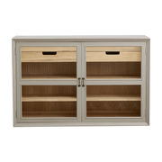 Armoire vitrine en bois gris 148x44x96,5cm Viva - Nordal - The Cool Republic