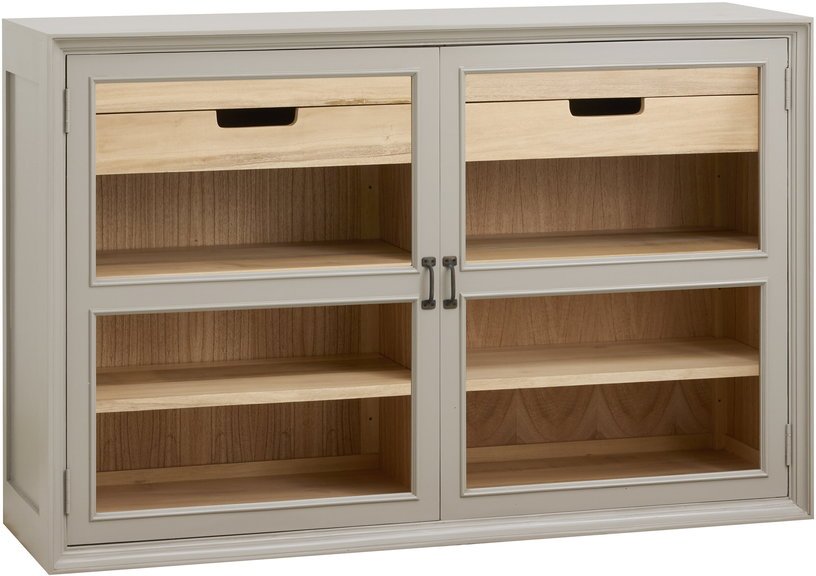 Armoire vitrine en bois gris 148x44x96,5cm Viva - Nordal - The Cool Republic