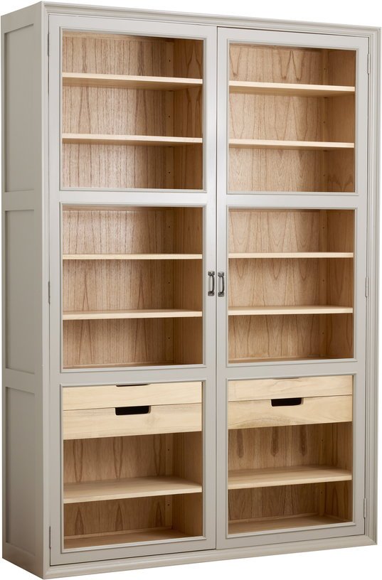 Armoire vitrine en bois gris 149x44x210cm Viva - Nordal - The Cool Republic