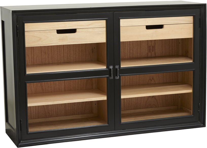 Armoire vitrine en bois noir 148x44x96,5cm Viva - Nordal - The Cool Republic