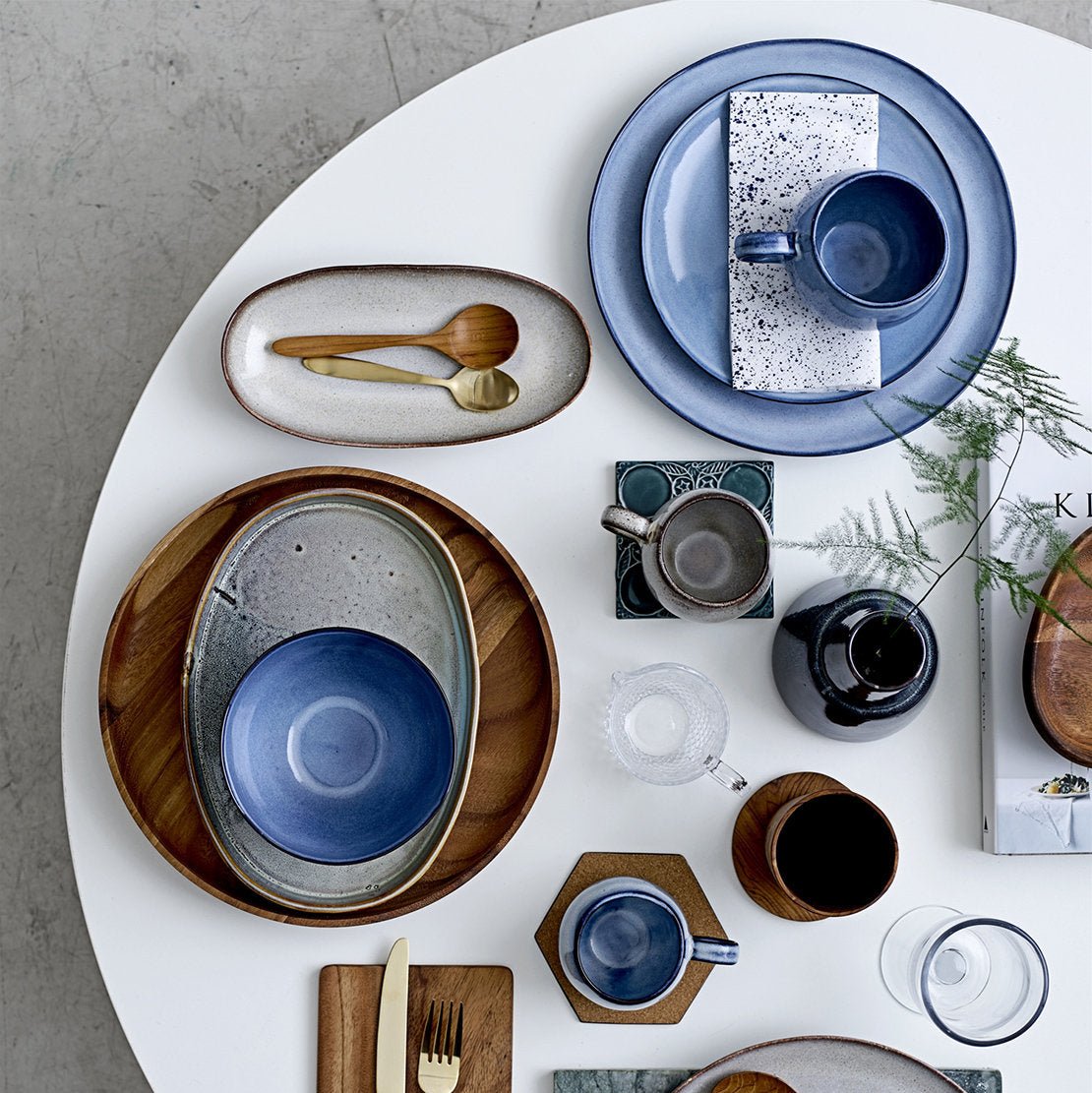 Assiette 22 cm bleue Sandrine - Bloomingville - The Cool Republic