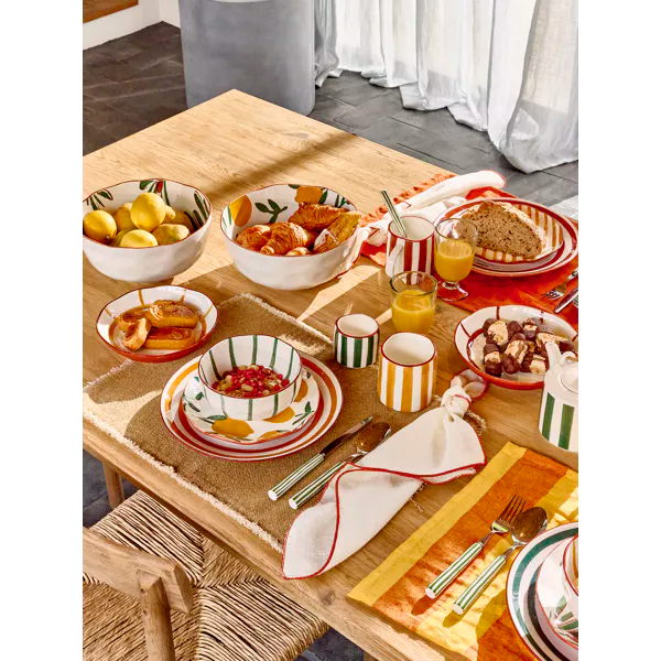 Assiette à dessert en porcelaine blanche et jaune citron 20,3cm - Pomax - The Cool Republic