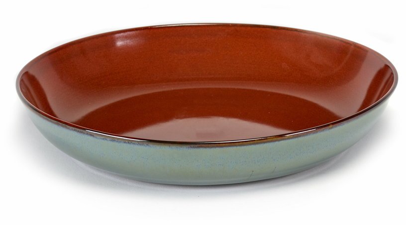 Assiette creuse en grès bleu fumé et rouille 24 cm - Serax - The Cool Republic