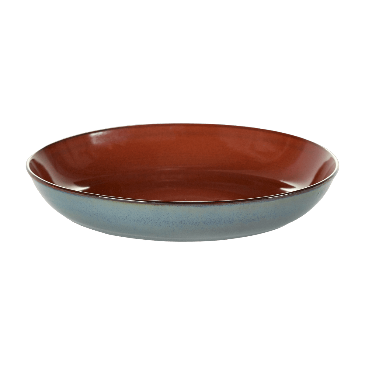 Soup plate in smoked blue and rust stoneware 24 cm - Serax - The Cool Republic