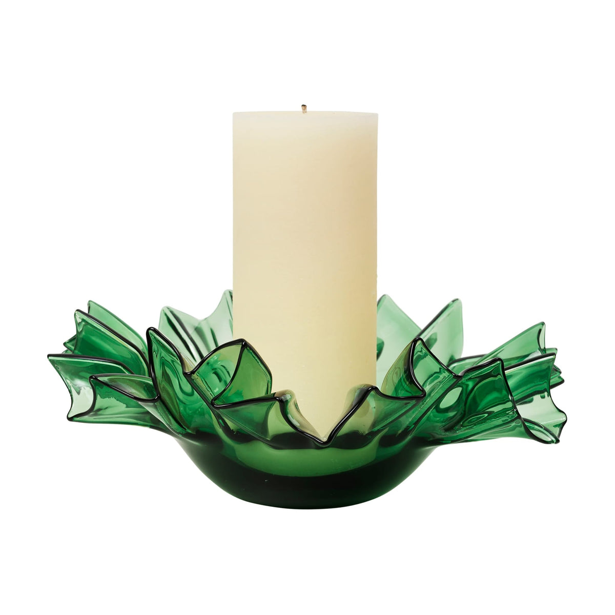 Assiette creuse en verre soufflé vert foncé 25x9cm Rumy - Broste Copenhagen — vue 3