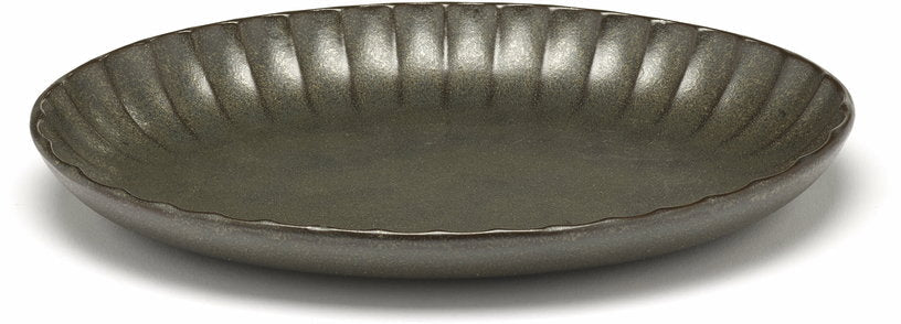 Assiette creuse ovale en grès verte 22 cm Inku - Serax - The Cool Republic