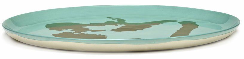 Assiette de service bleu azure avec poivron or Feast - Serax - The Cool Republic