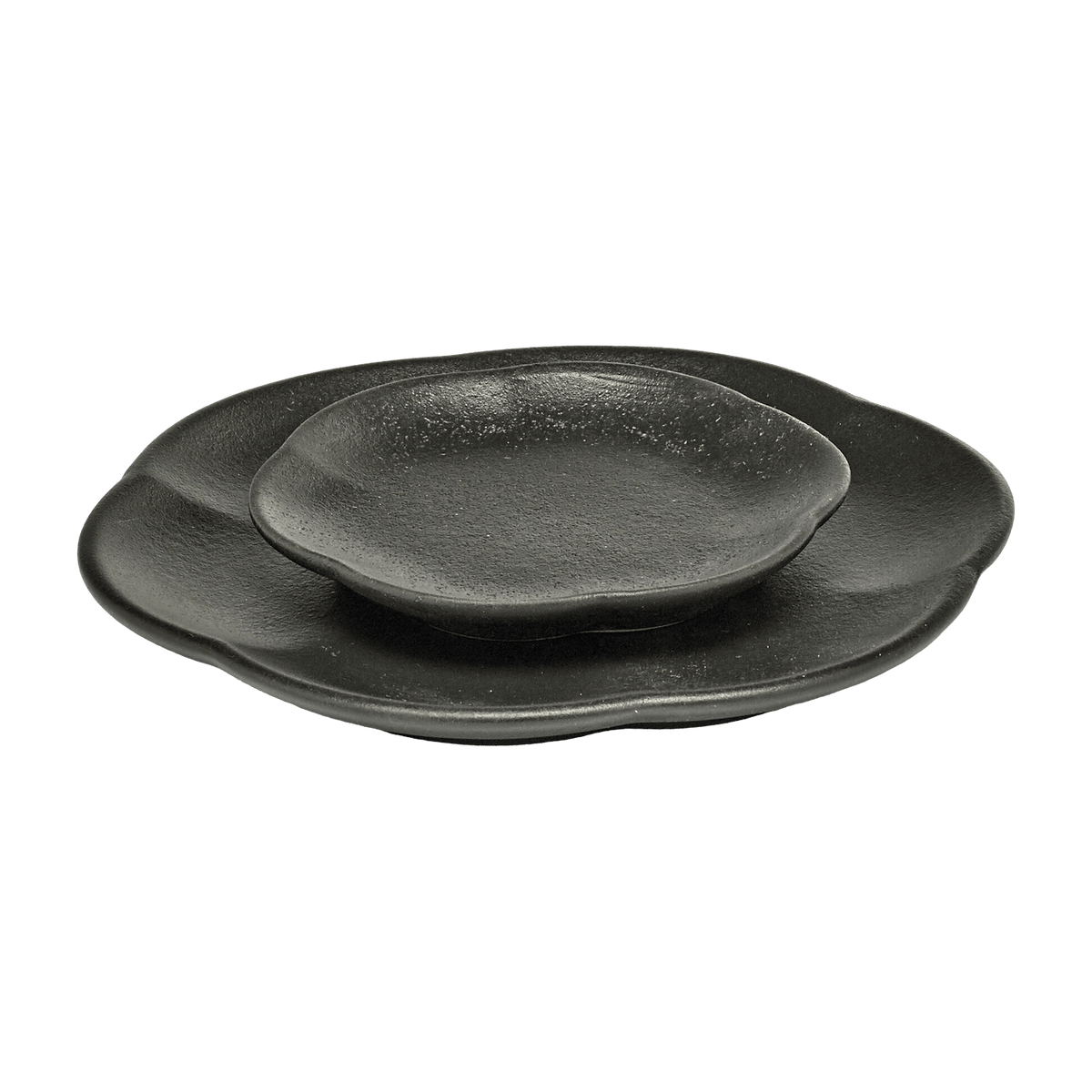 Inku 14 cm black ribbed stoneware plate - Serax - The Cool Republic