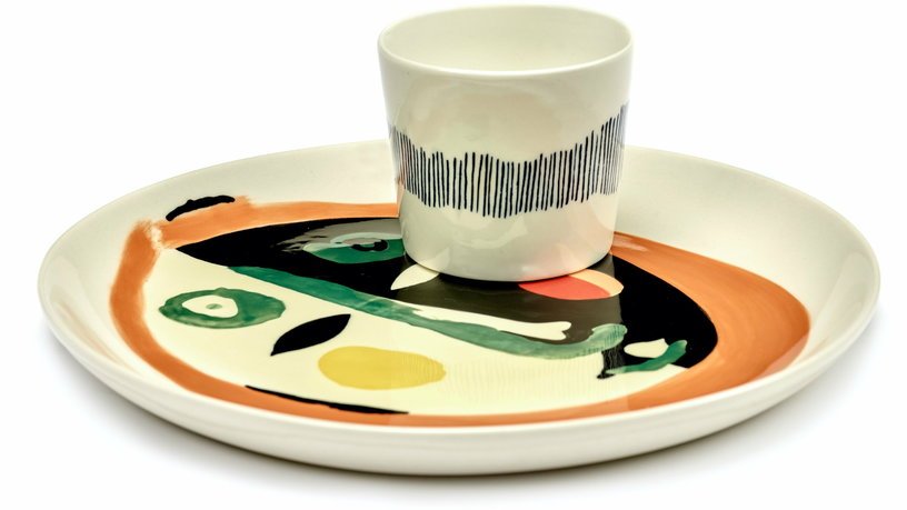 Assiette en grès orange 22,5 cm Face Feast - Serax - The Cool Republic