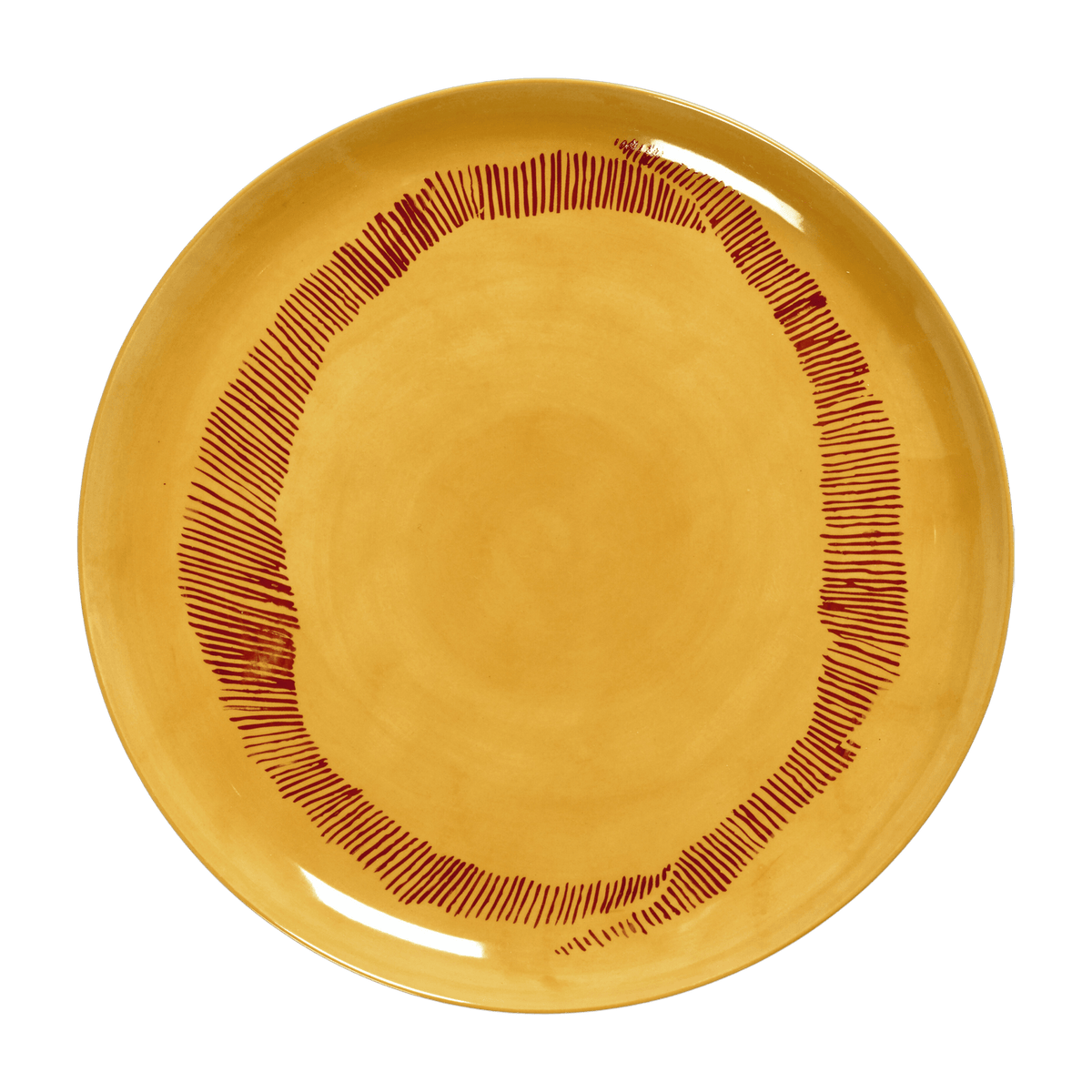 Assiette L sunny yellow avec motif rouge Feast - Serax - The Cool Republic