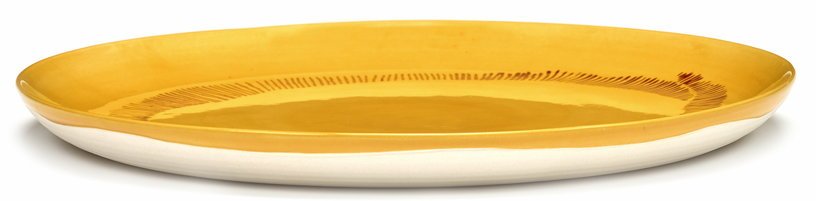 Assiette L sunny yellow avec motif rouge Feast - Serax - The Cool Republic