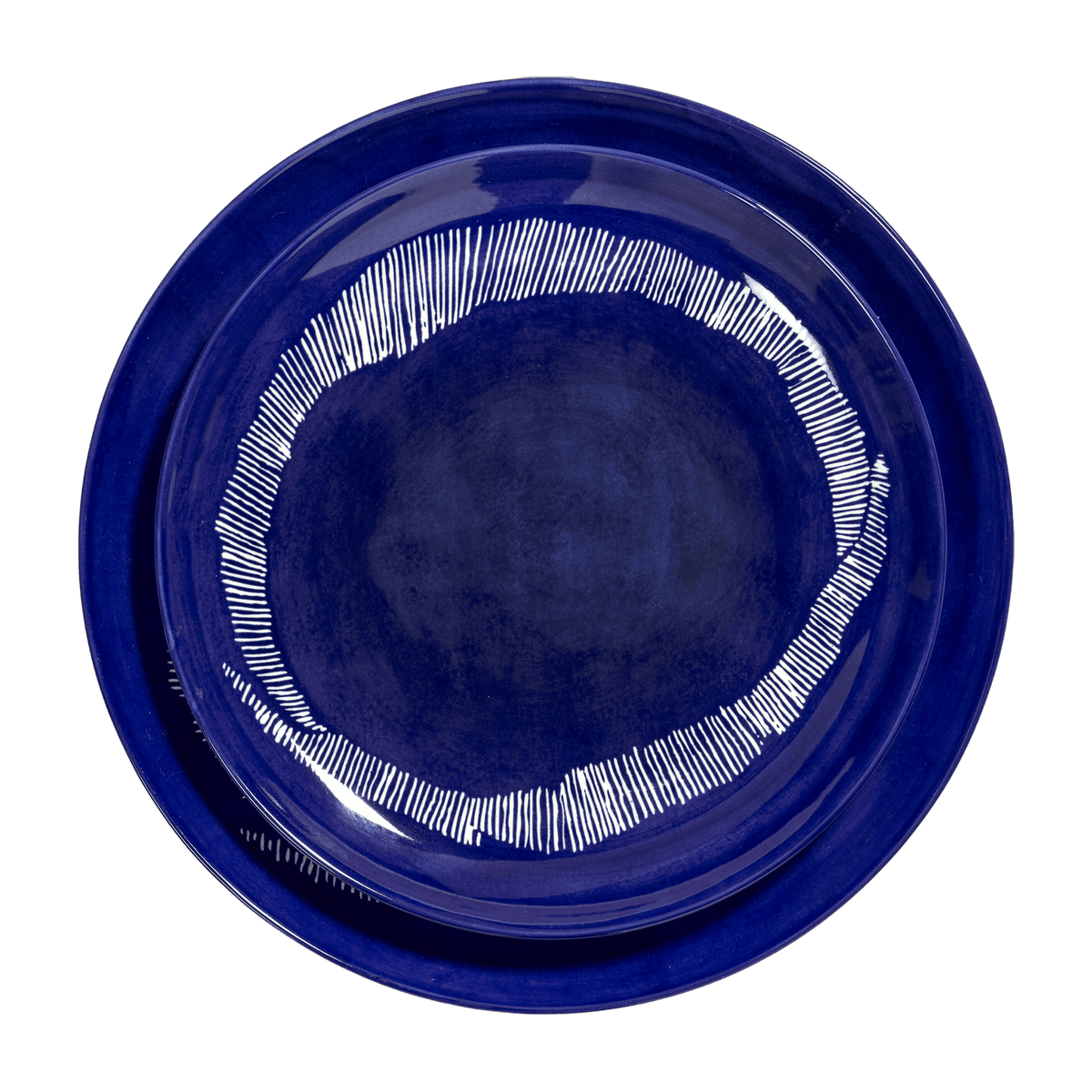 Assiette M bleu avec motif blanc Feast - Serax - The Cool Republic