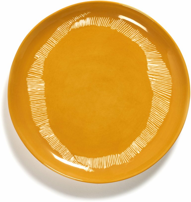 Assiette M sunny yellow avec motif blanc Feast - Serax - The Cool Republic