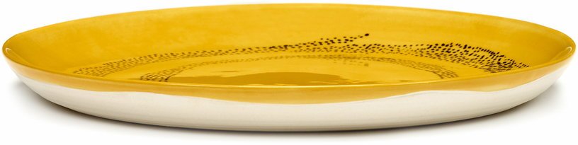 Assiette M sunny yellow avec motif noir Feast - Serax - The Cool Republic