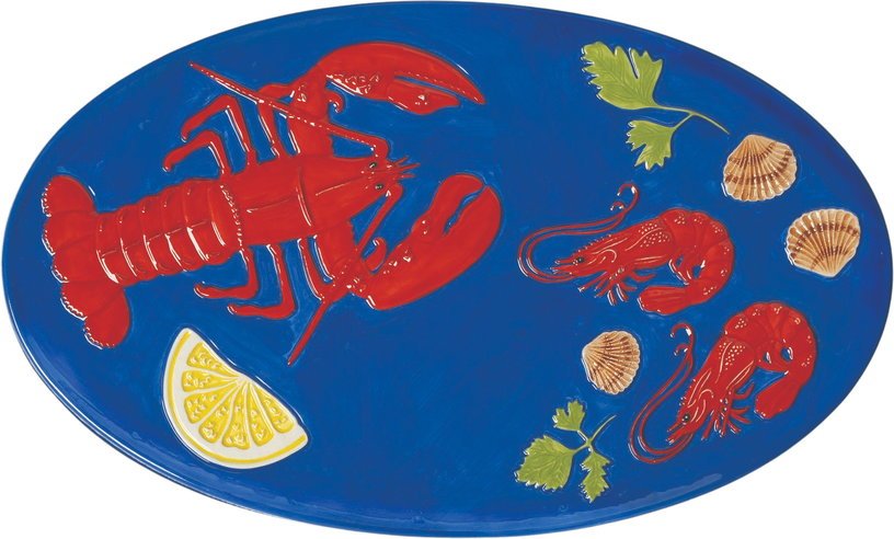 Assiette plate bleu motif homard De la mer - &Klevering - The Cool Republic