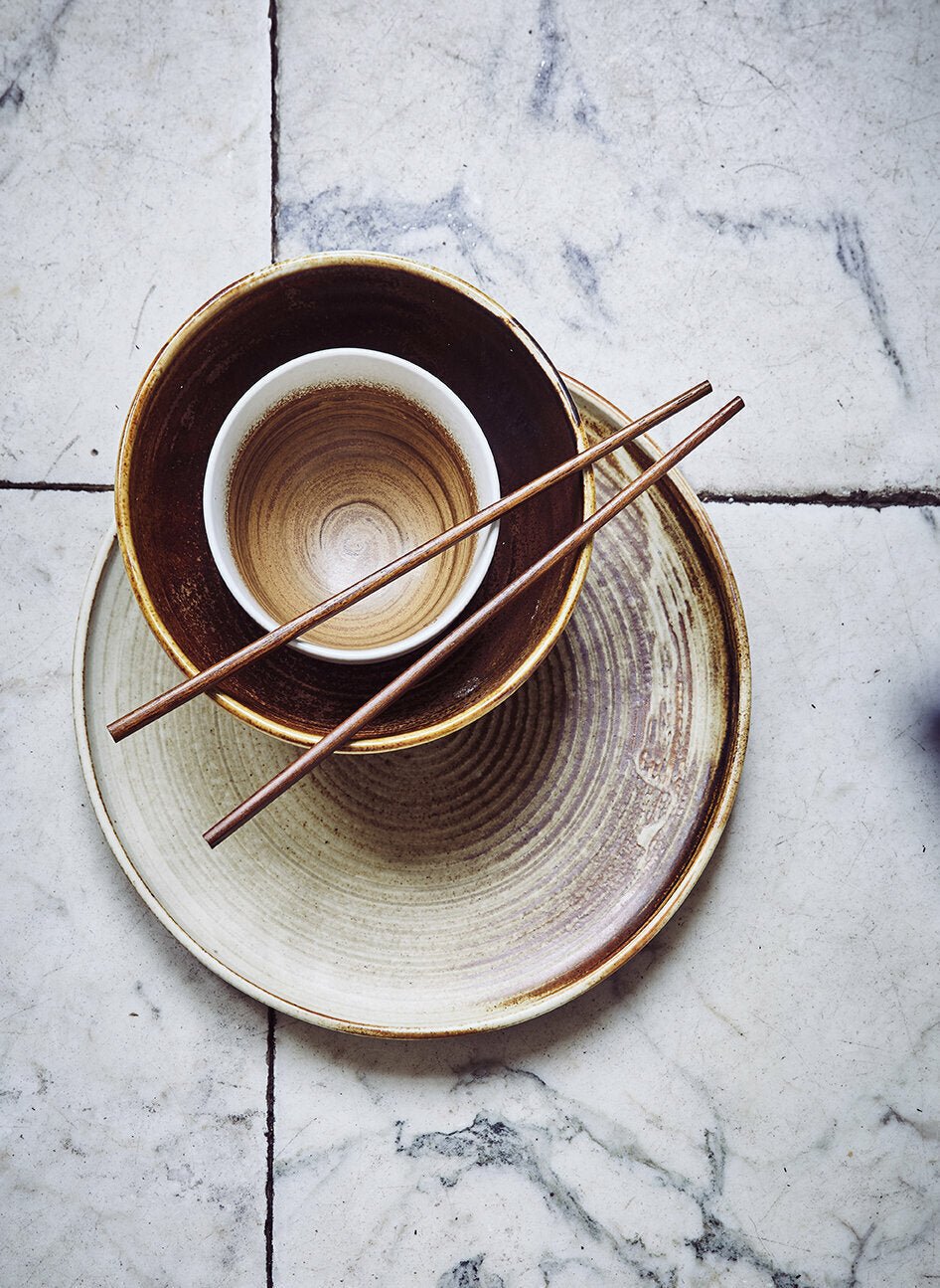 Assiette plate Rustic Cream/Brown - HKLIVING - The Cool Republic