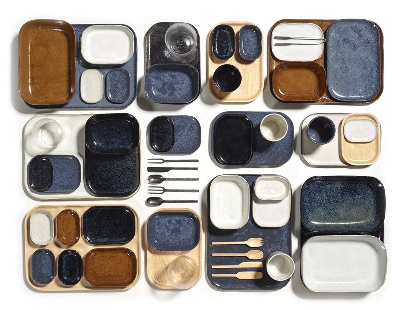 Assiette rectangulaire 32 x 23 cm bleu gris Merci N°1 - Serax - The Cool Republic