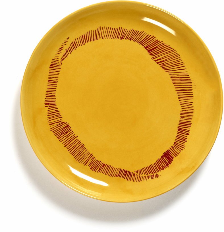 Assiette S sunny yellow avec motif rouge Feast - Serax - The Cool Republic