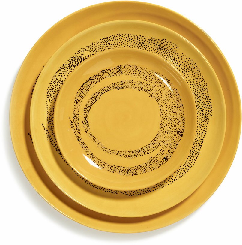 Assiette XS sunny yellow avec motif noir Feast - Serax - The Cool Republic