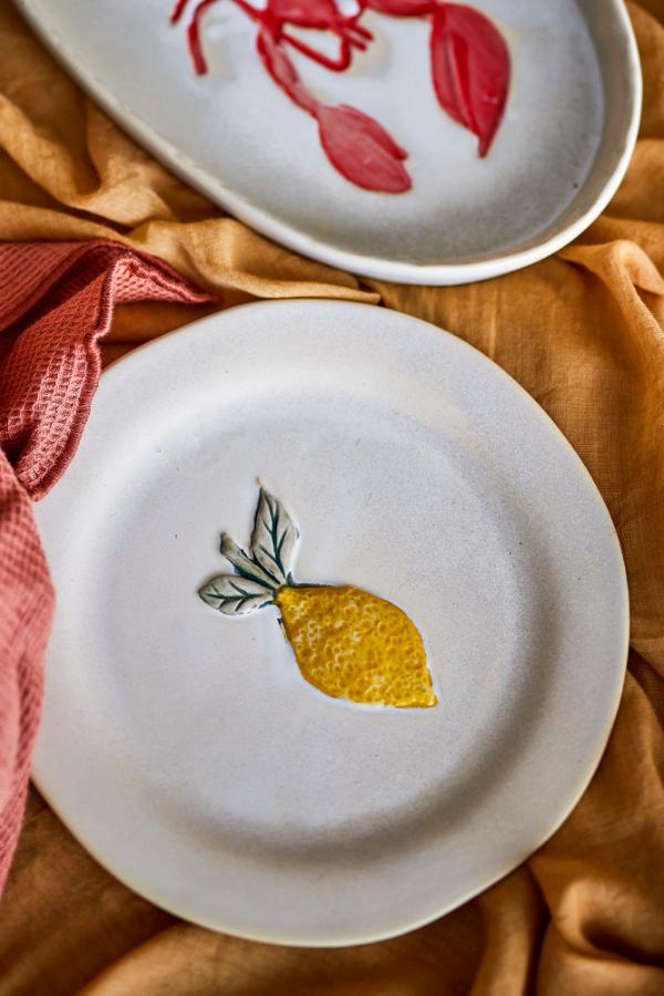 Assiettes en grès beige 21x2cm Hadden - Bloomingville - The Cool Republic