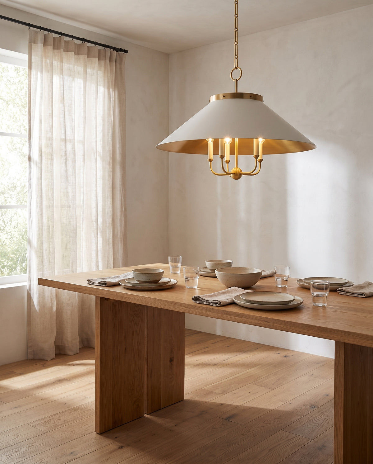 Suspension en acier laiton vieilli 70x51cm Clivedon - Hudson Valley Lighting en situation