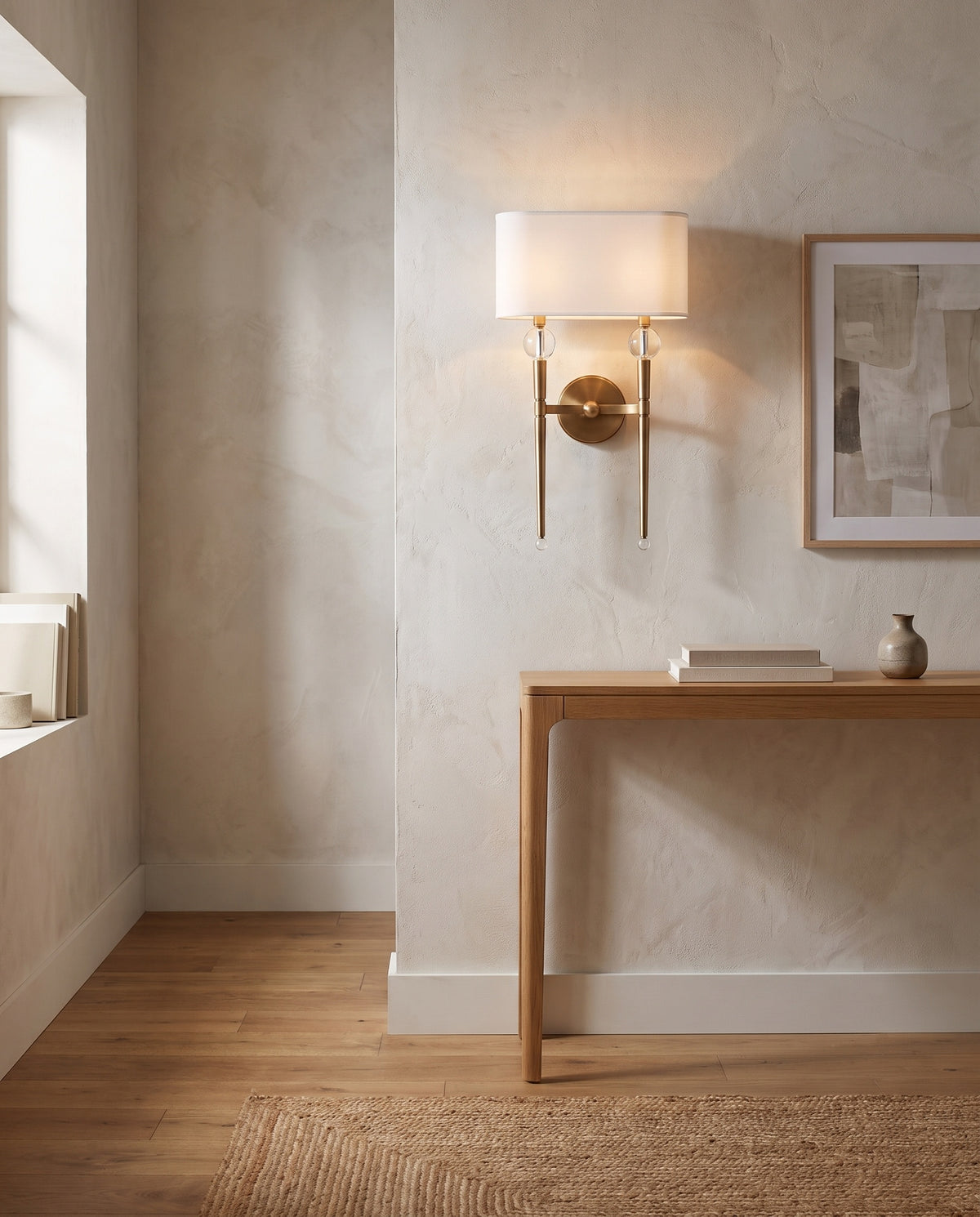 Applique murale en acier laiton vieilli 33x57cm Rockland - Hudson Valley Lighting en situation
