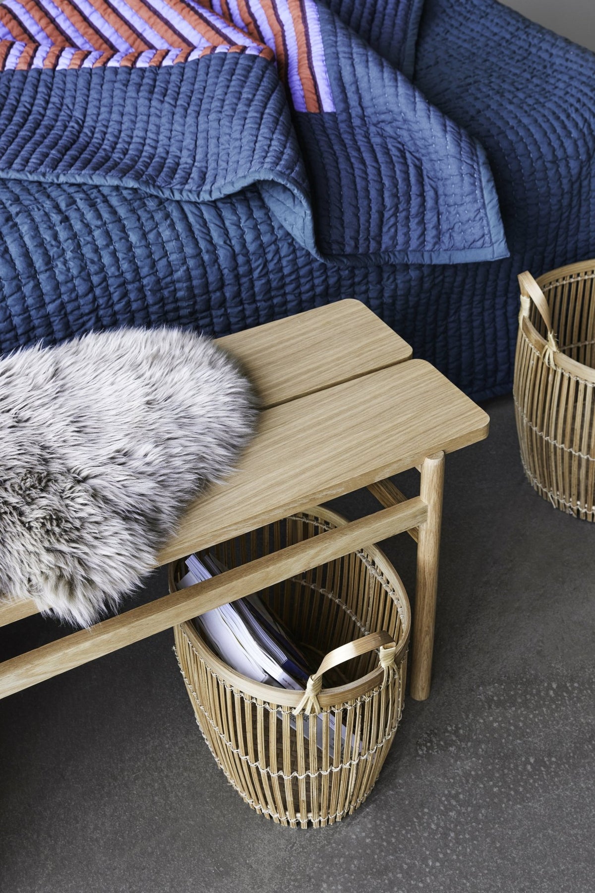 Banc 85 x 38 x 45 cm en bois de chêne naturel - Hübsch - The Cool Republic