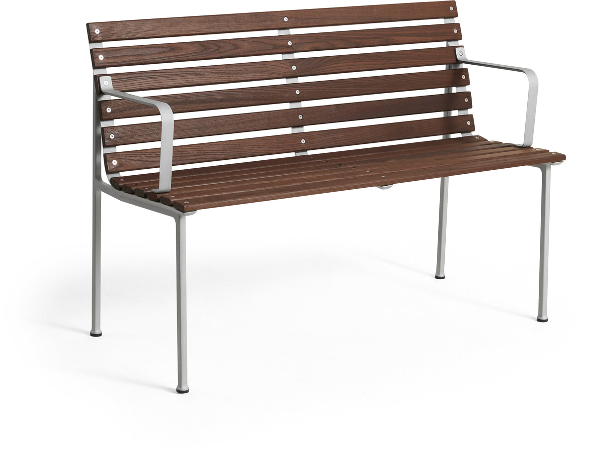 Traverse Banco con reposabrazos en fresno aceitado y aluminio 114x52x80cm - Hay