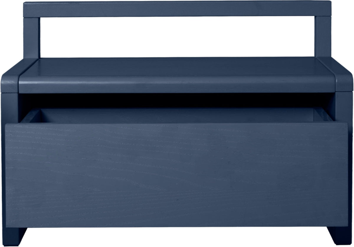 Banc avec coffre en placage de frêne bleu foncé 60x30x41,2cm - Ferm living - The Cool Republic
