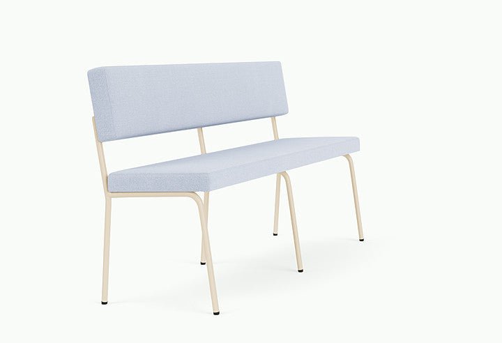 Banc avec dossier 2 places en acier beige et tissu bleu glacé Monday - Fest Amsterdam - The Cool Republic