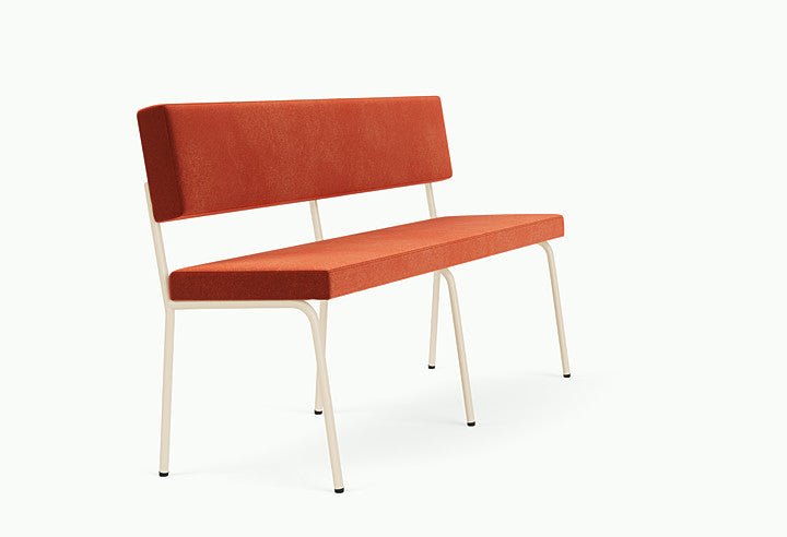 Banc avec dossier 2 places en acier beige et tissu rouge Monday - Fest Amsterdam - The Cool Republic