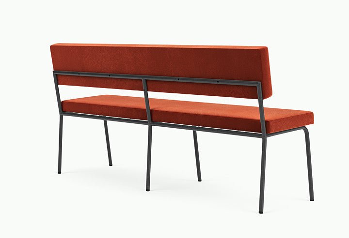 Banc avec dossier 2 places en acier noir et tissu rouge Monday - Fest Amsterdam - The Cool Republic
