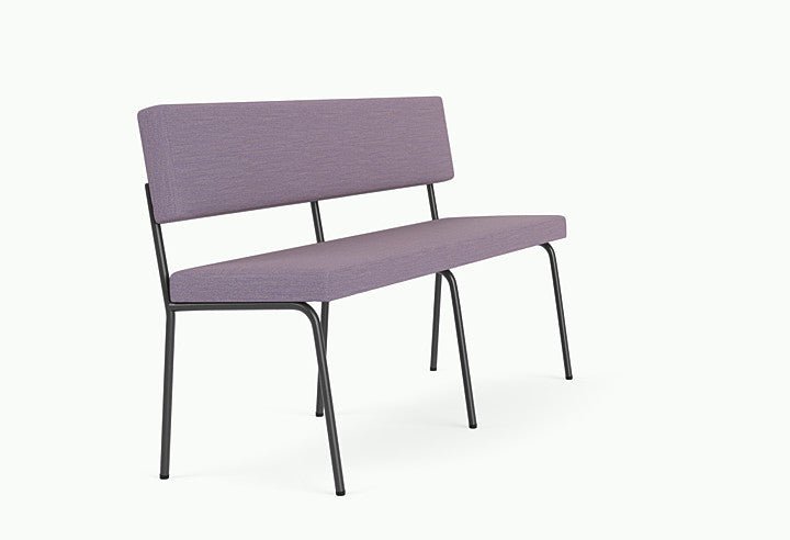 Banc avec dossier 2 places en acier noir et tissu violet Monday - Fest Amsterdam - The Cool Republic