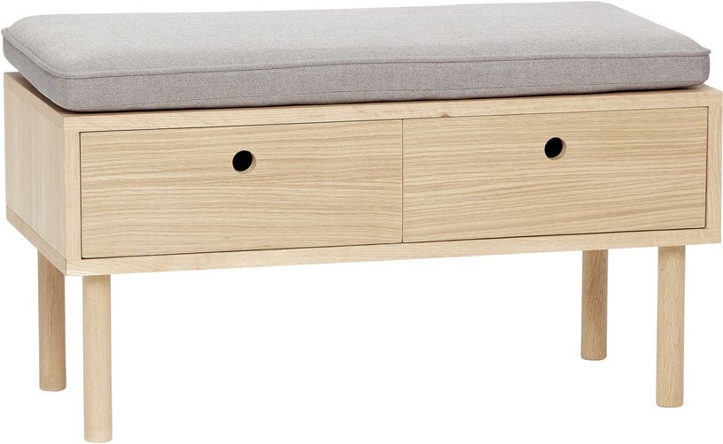 Banc avec son coussin en chêne naturel - Hübsch - The Cool Republic