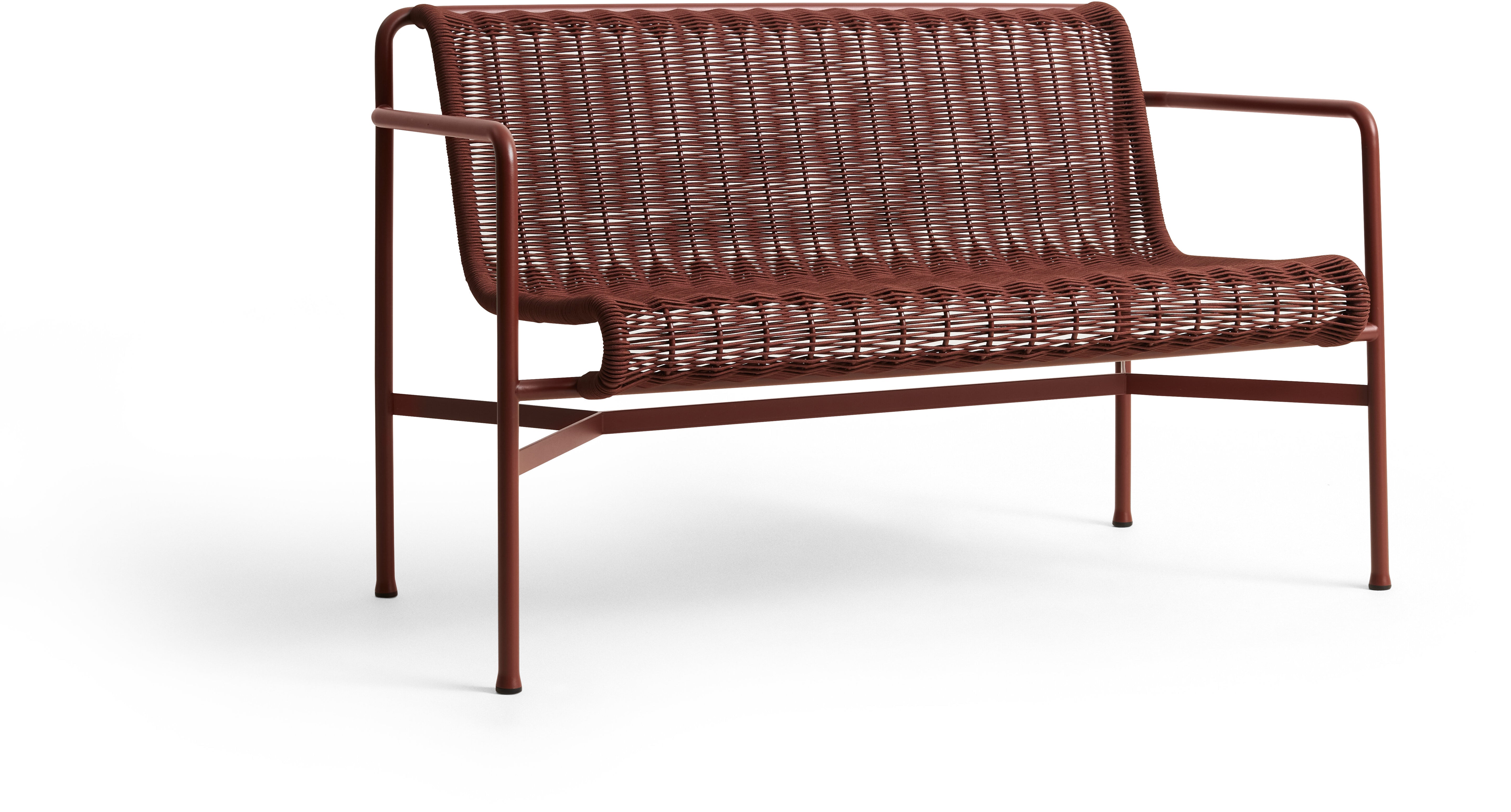 Banc d'extérieur en corde et acier bordeaux 128x70x80cm Palissade - Hay
