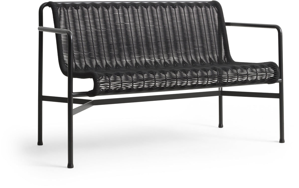 Banco de exterior en cuerda negra y acero 128x70x80cm Palissade - Hay