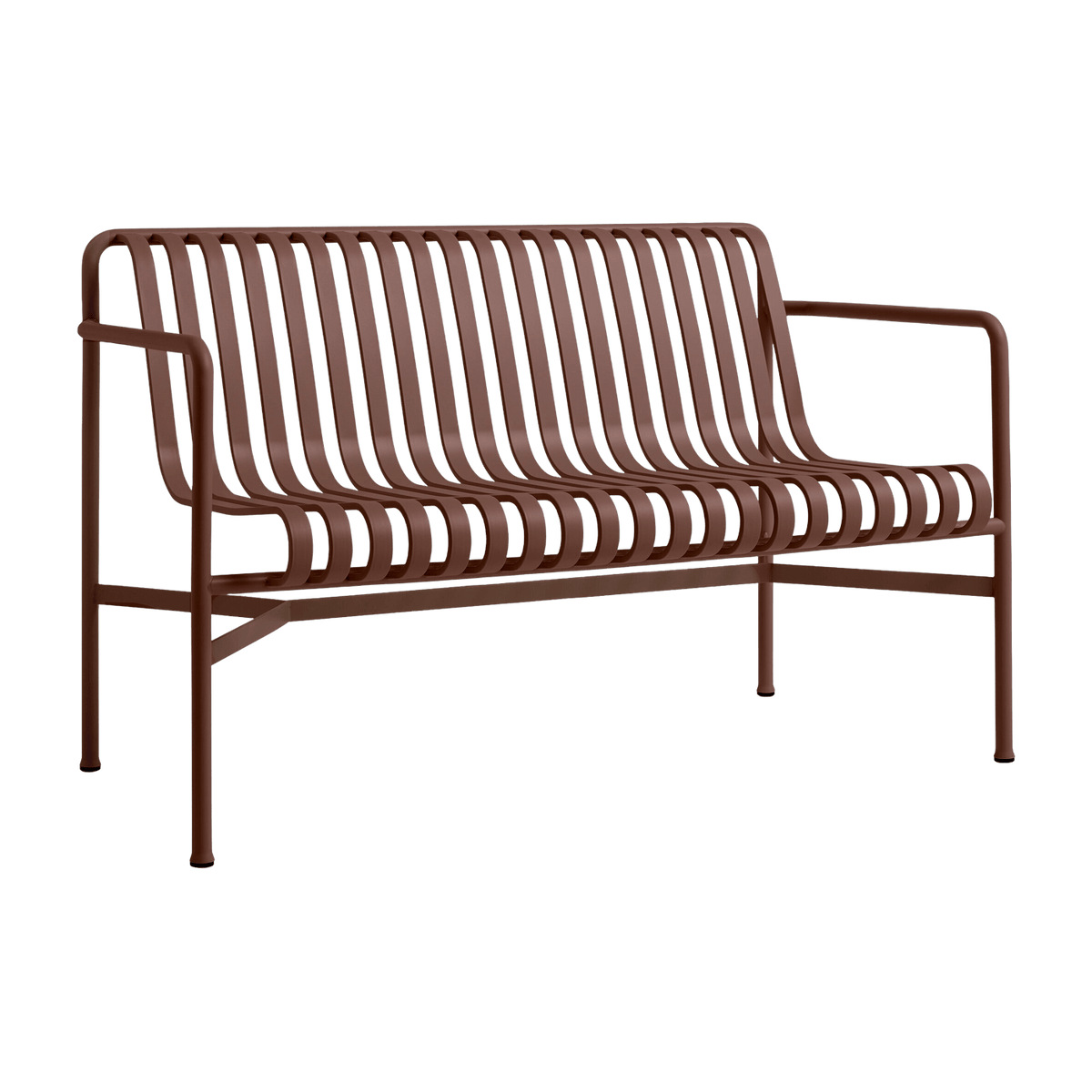 Banc de jardin avec accoudoirs en métal rouge Palissade - HAY - The Cool Republic