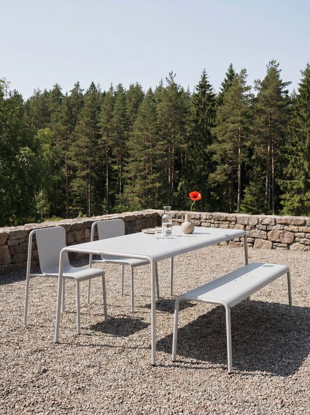Banc de jardin en acier thermolaqué inoxydable vert forêt 140x42x45cm Panorama - TIPTOE - The Cool Republic