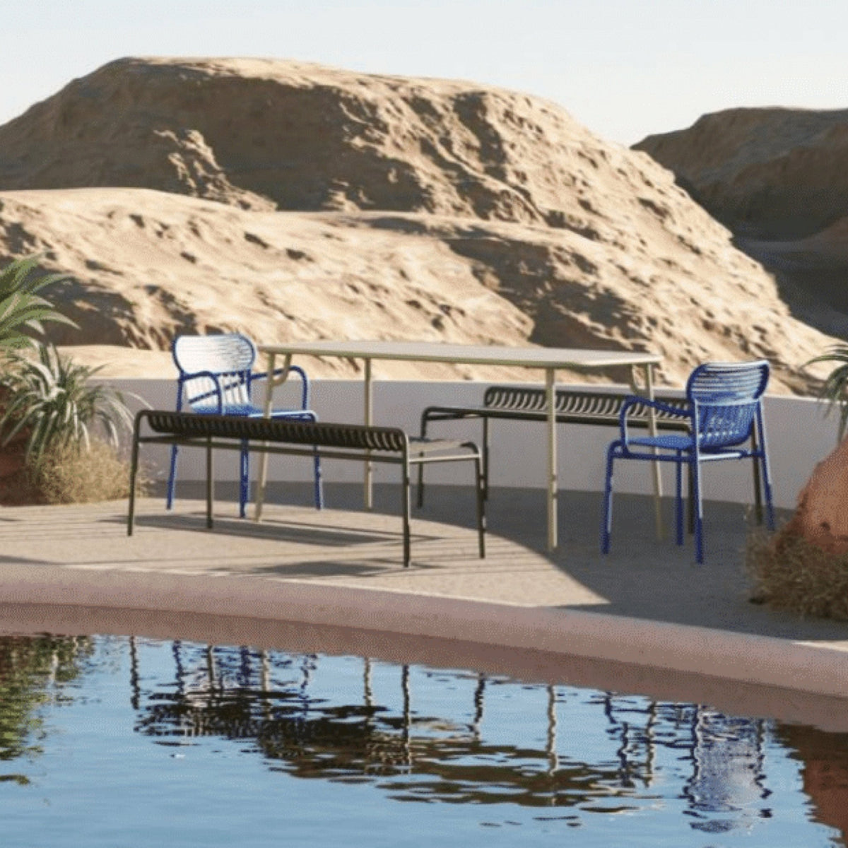 Banc de jardin sans dossier noir 156 x 48 cm Week-end - The Cool Republic