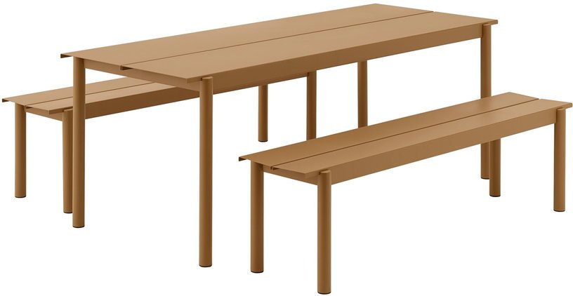 Banc d'extérieur en acier orange 110 x 34 cm Linear - Muuto - The Cool Republic