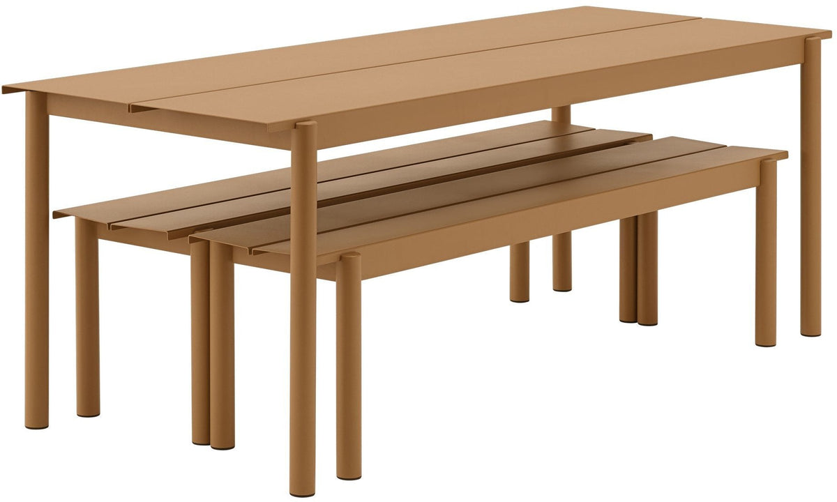 Banc d'extérieur en acier orange 170 x 34 cm Linear - Muuto - The Cool Republic