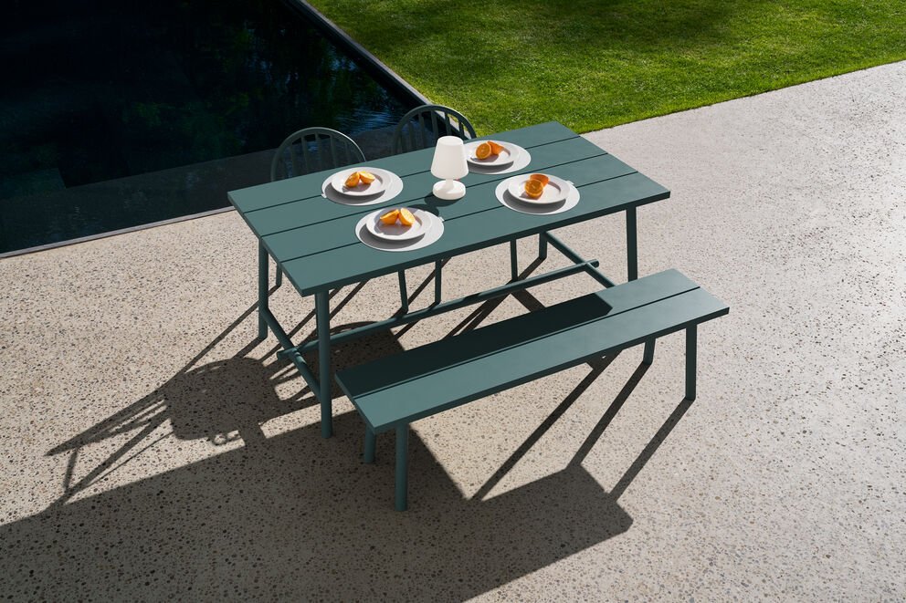 Banc d'extérieur en aluminium vert 160x40x46,5cm Fred's - Fatboy - The Cool Republic