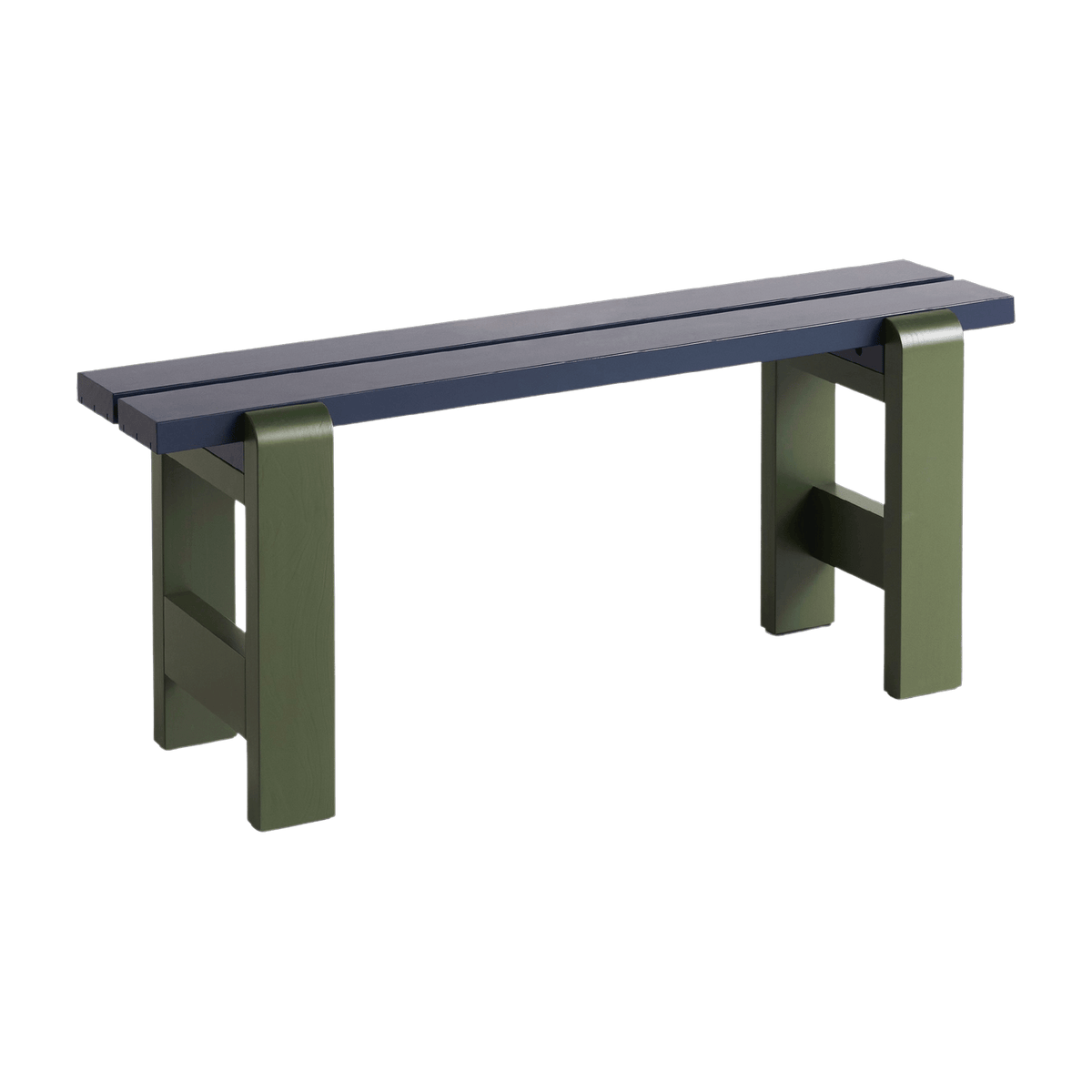 Banc duo en pin laqué bleu métal et olive 111 x 23 x 45 cm Weekday - Hay - The Cool Republic