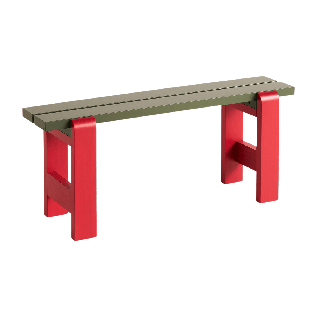Banc duo en pin laqué olive et vin rouge 111 x 23 x 45 cm Weekday - Hay - The Cool Republic