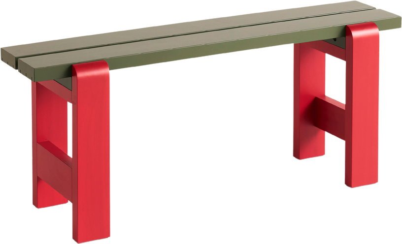 Banc duo en pin laqué olive et vin rouge 111 x 23 x 45 cm Weekday - Hay - The Cool Republic