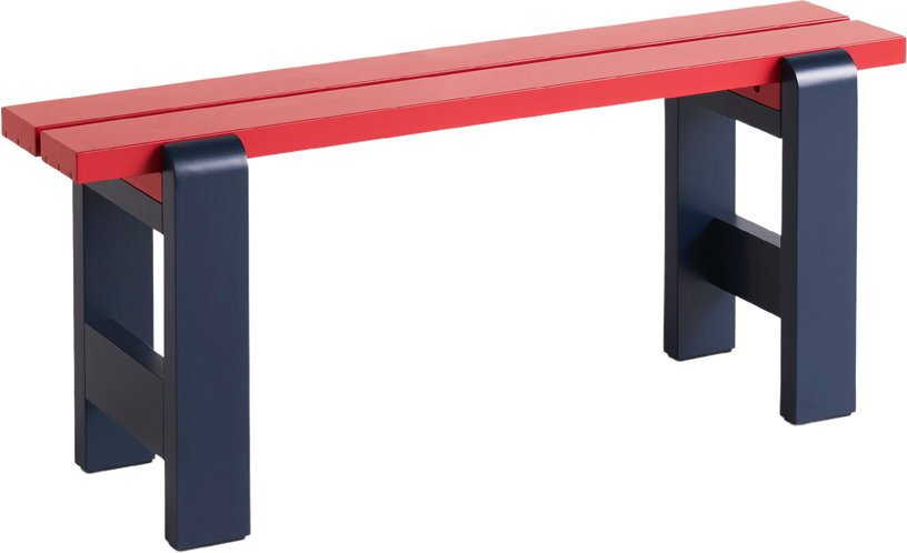 Banc duo en pin laqué vin rouge et bleu métal 111 x 23 x 45 cm Weekday - Hay - The Cool Republic