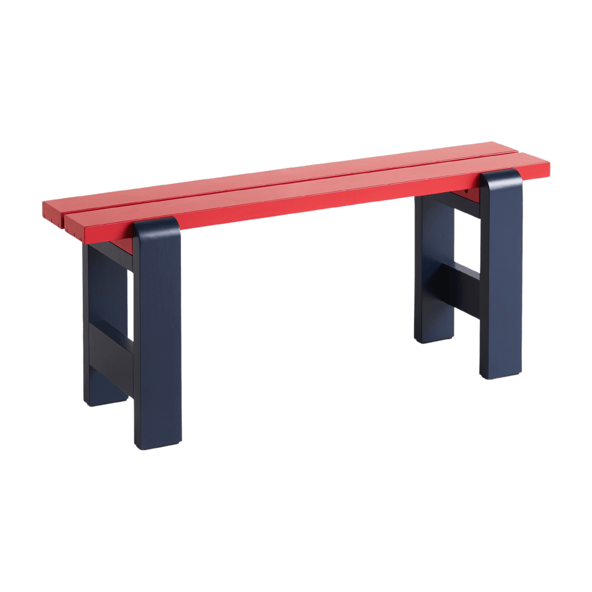 Banc duo en pin laqué vin rouge et bleu métal 111 x 23 x 45 cm Weekday - Hay - The Cool Republic