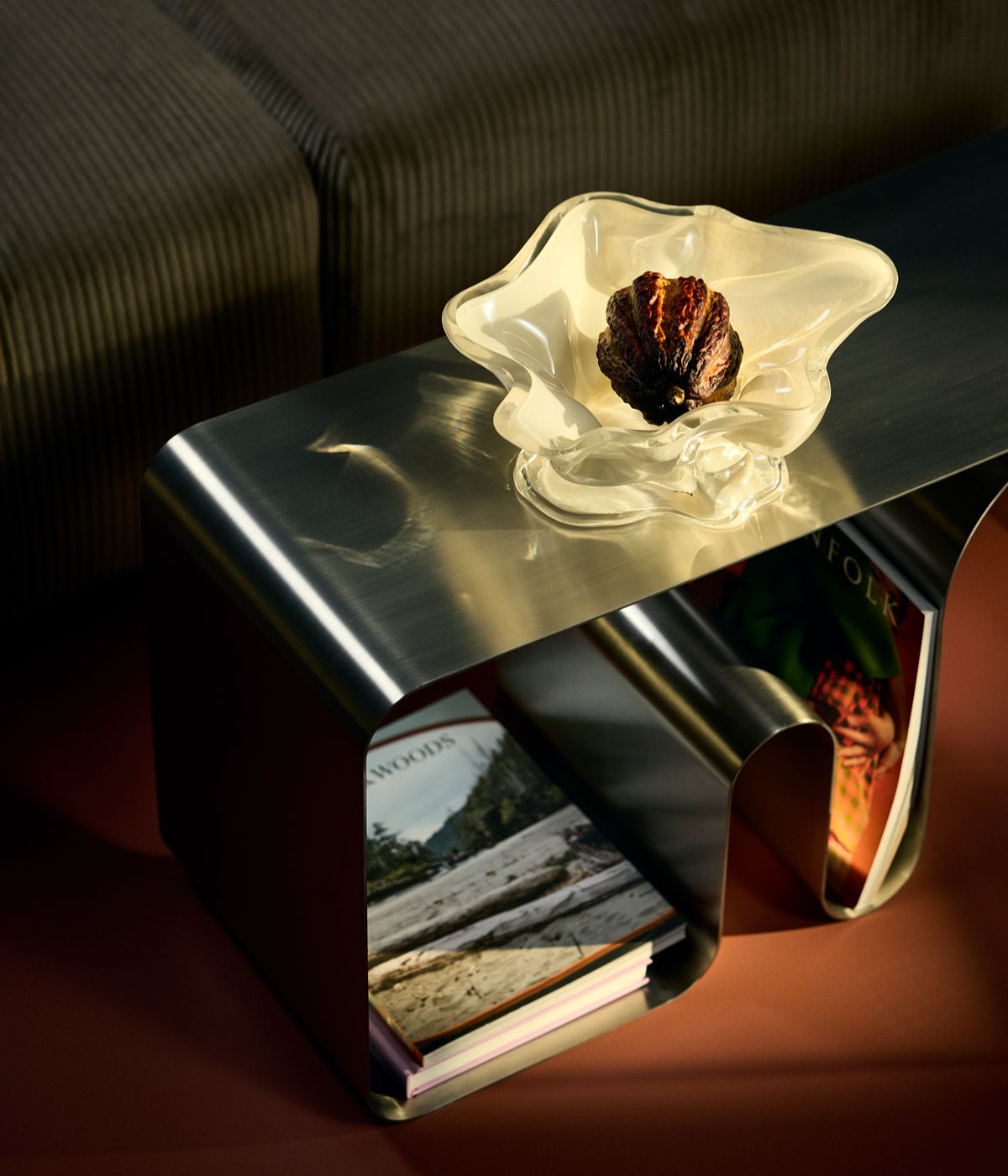 Banc en acier chrome plein 100x32x43,2cm Curva - AYTM - The Cool Republic