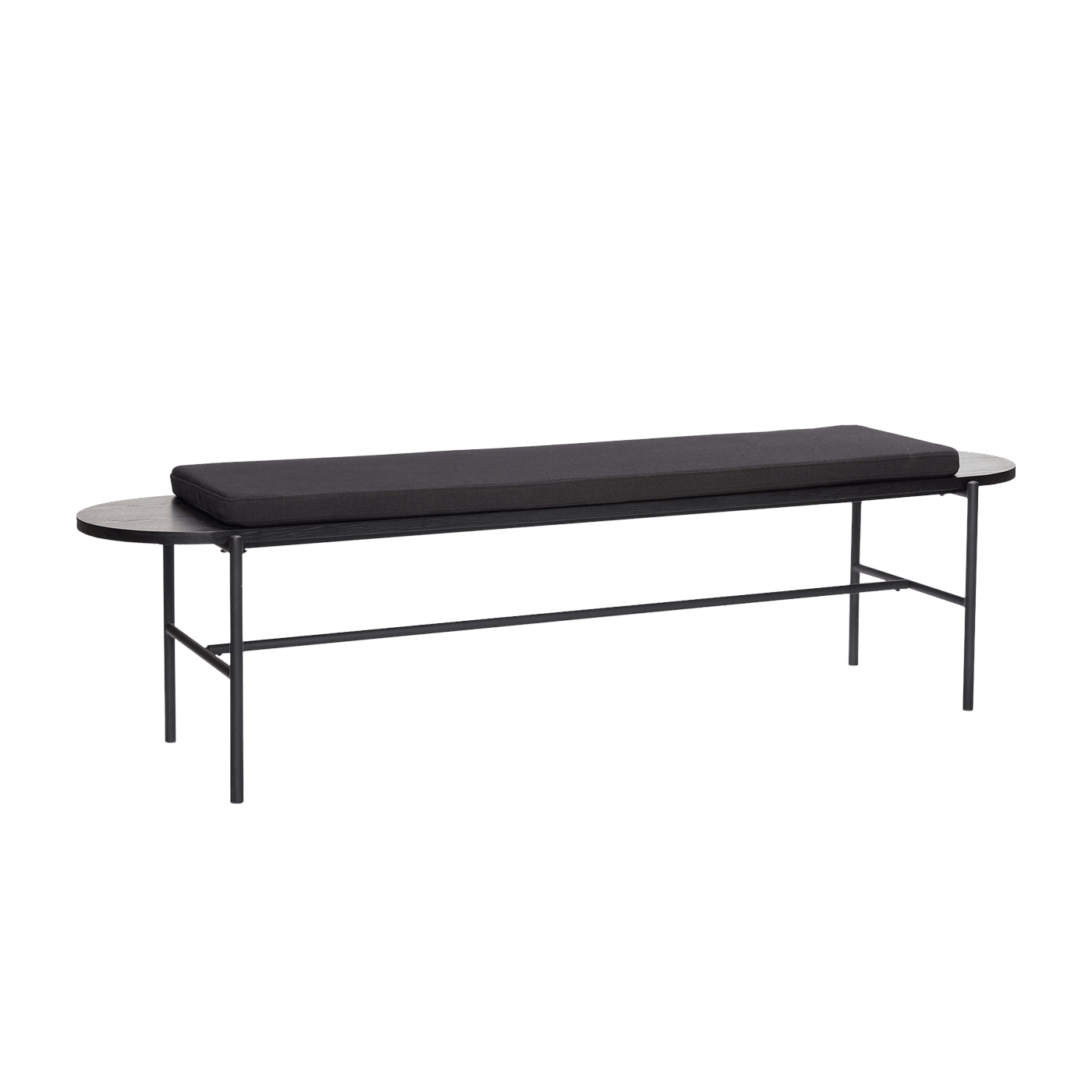 Banc en bois noir avec coussin - Hübsch - The Cool Republic